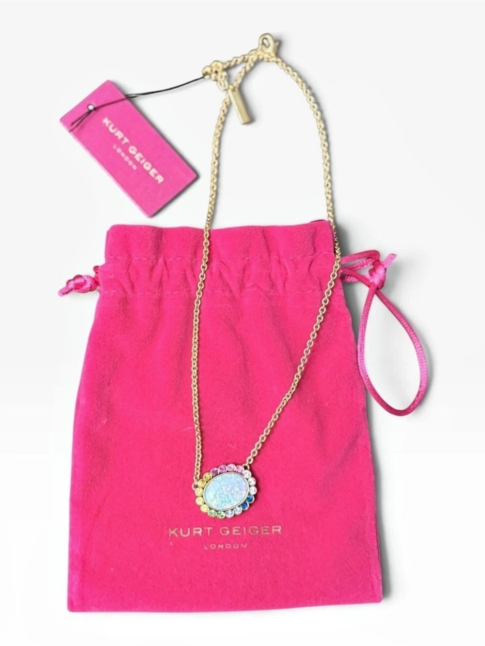 Kurt Geiger London NWT Small Chelsea Necklace Opal-Style Pendant Necklace